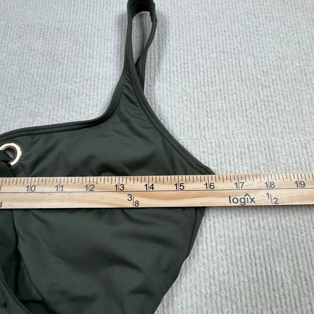 Michael Kors One Piece Swimsuit Women 14 Olive Green Lace Up Grommet - Picture 4 of 6